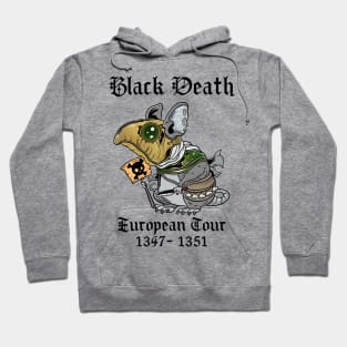 The Pestilent Sentinel: Plague Doctor's Black Death Rat Design Hoodie